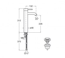 MONOMANDO LAVABO CAÑO ALTO LANTA ROCA